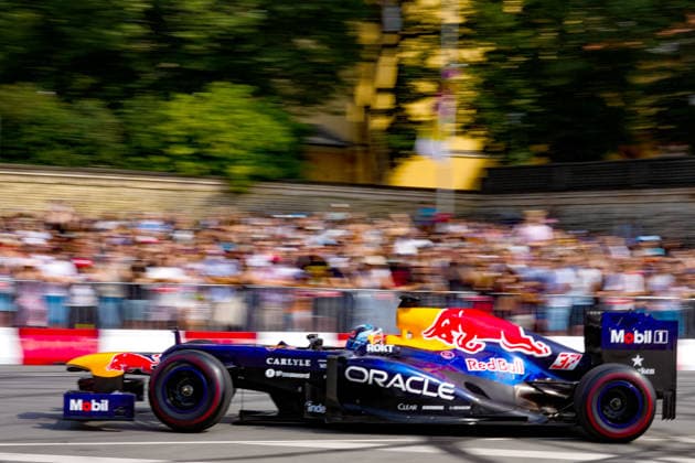 August 15, 2026, Riga, Latvija: PATRICK FRIESACHER, a former Formula 1 driver, drives the Red Bull RB8 through the streets of Riga as part of the Red Bull Showrun in Riga. Riga Latvija - ZUMAp305 20260815_zip_p305_009 Copyright: xEdijsxPalensx