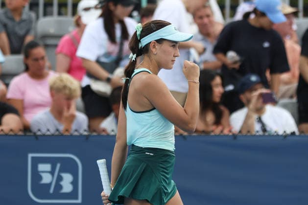 MASON, OHIO - AUGUST 15: Kamilla Rakhimova of Uzbekistan reacts to a play during day five of the Cincinnati Open at the Lindner Family Tennis Center on August 15, 2026 in Mason, Ohio. Copyright: xShainaxBenhiyoun SPPx Sportspressphoto_SPR208050