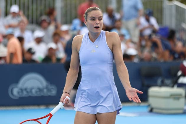 MASON, OHIO - AUGUST 15: Maria Sakkari of Greece reacts to a play during day five of the Cincinnati Open at the Lindner Family Tennis Center on August 15, 2026 in Mason, Ohio. Copyright: xShainaxBenhiyoun SPPx Sportspressphoto_SPR208052