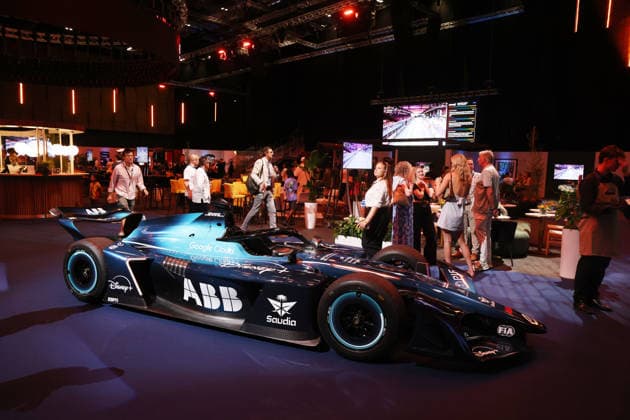 Gen4 race car at the Emotion Club, VIP guests, FIA Formula E World Championship, Season 12, London E-Prix, August 15, 2026, Excel Exhibition Center, 2 free practice sessions