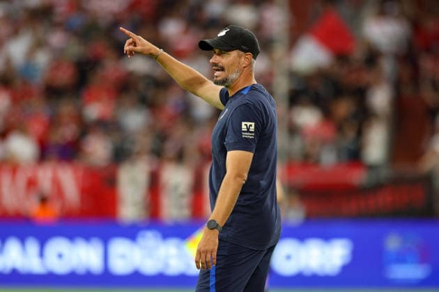 15 08 2026, GER, Soccer, Gentlemen, 3 League , Season 2026 2027, Fortuna Dusseldorf TSG Hoffenheim II Stefan Kleineheismann TSG II gestures, Gesture Copyright: xSvenxHanischx