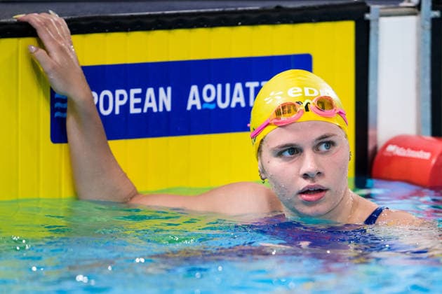 August 16, 2026: Thilda Häll of Sweden after competing in the women’s 400-meter freestyle swimming heats on Day 17 of the 2026 European Aquatics Championships on August 16, 2026 in Saint Denis. Photo by Joel Marklund, BILDBYRAN, code JM JM0845 bbeng swimming 2026 European Aquatics Championships women s Sweden  Copyright: JOELxMARKLUND BB260816JM005