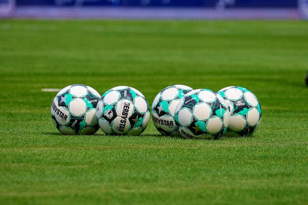 August 15, 2026, xsscx, German 3rd Division, Preußen Münster vs. FC Ingolstadt 04, Matchday 2, LVM Preußenstadion, 2026–2027 Season. Official 3. Liga match balls by Derbystar for the 2026–2027 season. DFB regulations prohibit any use of photographs as image sequences and or quasi-video. North Rhine-Westphalia, Germany