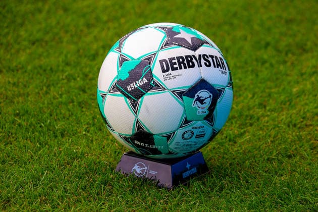 August 15, 2026, xsscx, 3. Liga Soccer, Preußen Münster vs. FC Ingolstadt 04, Matchday 2, LVM Preußenstadion, 2026–2027 Season. The official 3. Liga match ball from Derbystar for the 2026–2027 season. DFB regulations prohibit any use of photographs as image sequences and or quasi-video. North Rhine-Westphalia, Germany