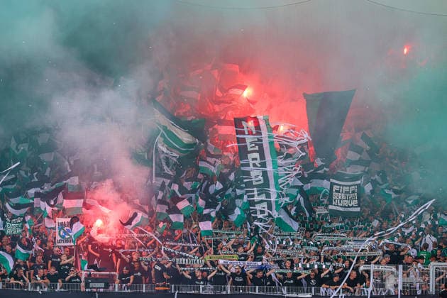 August 15, 2026, xsscx, Soccer 3rd Division, Preußen Münster vs. FC Ingolstadt 04, Matchday 2, LVM Preußenstadion, 2026–2027 Season: Choreography by the fans in the stands—Preußen Münster Ultras—for the inauguration of the new grandstand, the Fiffi Gerritzen Curve. DFB regulations prohibit any use of photographs as image sequences and or quasi-video. North Rhine-Westphalia, Germany