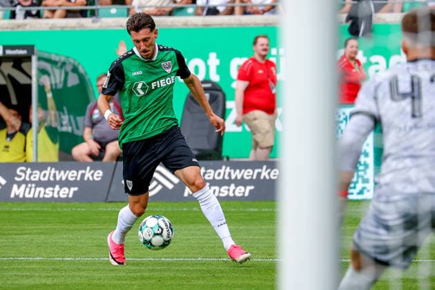 August 15, 2026, xsscx, Soccer 3rd Division, Preußen Münster vs. FC Ingolstadt 04, Matchday 2, LVM Preußenstadion, 2026–2027 Season Charalambos Makridis SC Preußen Münster 14 DFB regulations prohibit any use of photographs as image sequences and or quasi-video North Rhine-Westphalia, Germany