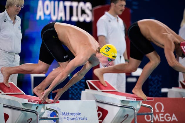 August 16, 2026: Victor Sandrup of Sweden competes in the men’s 400-meter freestyle swimming heats during Day 17 of the 2026 European Aquatics Championships on August 16, 2026 in Saint-Denis. Photo by Joel Marklund, BILDBYRAN, code JM JM0845 bbeng swimming 2026 European Aquatics Championships EM Sweden  Copyright: JOELxMARKLUND BB260816JM018