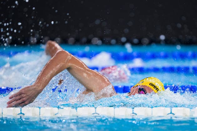 August 16, 2026: Victor Sandrup of Sweden competes in the men’s 400-meter freestyle swimming heats during Day 17 of the 2026 European Aquatics Championships on August 16, 2026 in Saint-Denis. Photo by Joel Marklund, BILDBYRAN, code JM JM0845 bbeng swimming 2026 European Aquatics Championships EM Sweden  Copyright: JOELxMARKLUND BB260816JM022