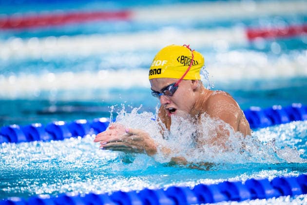 August 16, 2026: Olivia Klint Ipsa of Sweden competes in the women’s 4x100-meter freestyle swimming relay heats during Day 17 of the 2026 European Aquatics Championships on August 16, 2026 in Saint Denis. Photo by Joel Marklund, BILDBYRAN. Code: JM JM0845 bbeng swimming 2026 European Aquatics Championships European Championships women’s team relay Sweden  Copyright: JOELxMARKLUND BB260816JM025