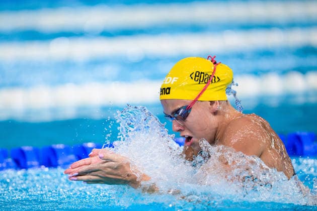 August 16, 2026: Olivia Klint Ipsa of Sweden competes in the women’s 4x100-meter freestyle swimming relay heats during Day 17 of the 2026 European Aquatics Championships on August 16, 2026 in Saint Denis. Photo by Joel Marklund, BILDBYRAN. Code: JM JM0845 bbeng swimming 2026 European Aquatics Championships European Championships women’s team relay Sweden  Copyright: JOELxMARKLUND BB260816JM027