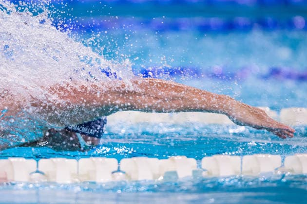 August 16, 2026: Charlie Skoglund of Macmillan of Sweden competes in the men’s 4x100-meter medley swimming relay heats during Day 17 of the 2026 European Aquatics Championships on August 16, 2026 in Saint Denis. Photo by Joel Marklund. BILDBYRAN code JM JM0845 bbeng swimming 2026 European Aquatics Championships EM Sweden  Copyright: JOELxMARKLUND BB260816JM033