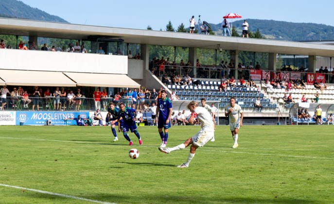 Soccer, Men s, 2026–2027 Season, Friendly Match in Salzburg, 1. FC Union Berlin vs. Aris Limassol FC, Aljoscha Kemlein of 1. FC Union Berlin scores the goal to make it 3–2 on a penalty kick, August 9, 2026, Copyright: xMatthiasxKochx