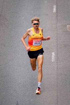 BIRMINGHAM, GREAT BRITAIN - AUGUST 16, 2026 : Erik HILLE (GER Germany) competing in the marathon during the European Athletics Championships at Alexander Stadium on August 16, 2026 in Birmingham, Great Britain. Great Britain Copyright: xLeahxKohringx