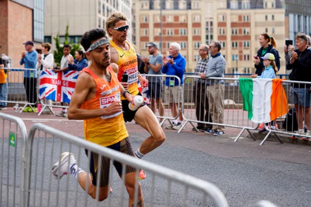 BIRMINGHAM, GREAT BRITAIN - AUGUST 16, 2026 : Erik HILLE (GER Germany) competing in the marathon during the European Athletics Championships at Alexander Stadium on August 16, 2026 in Birmingham, Great Britain. Great Britain Copyright: xLeahxKohringx