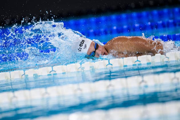 August 16, 2026: Eetu Autio of Finland competes in the men’s 400-meter freestyle swimming heats during Day 17 of the 2026 European Aquatics Championships on August 16, 2026 in Saint-Denis. Photo by Joel Marklund, BILDBYRAN, code JM JM0845 bbeng swimming 2026 European Aquatics Championships EM  Copyright: JOELxMARKLUND BB260816JM057