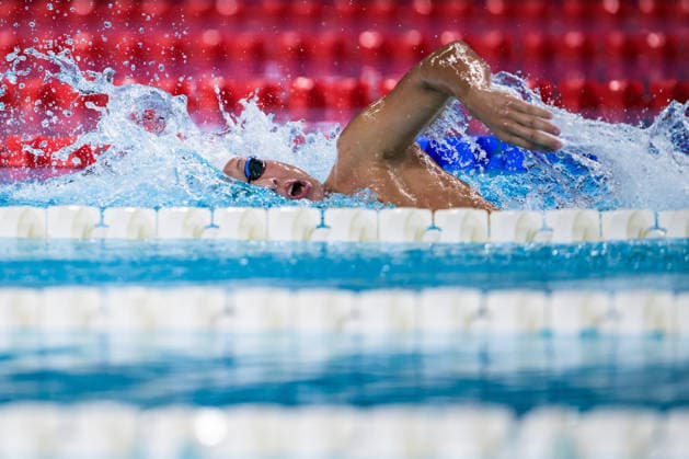 August 16, 2026: Eetu Autio of Finland competes in the men’s 400-meter freestyle swimming heats during Day 17 of the 2026 European Aquatics Championships on August 16, 2026 in Saint-Denis. Photo by Joel Marklund, BILDBYRAN, code JM JM0845 bbeng swimming 2026 European Aquatics Championships EM  Copyright: JOELxMARKLUND BB260816JM059