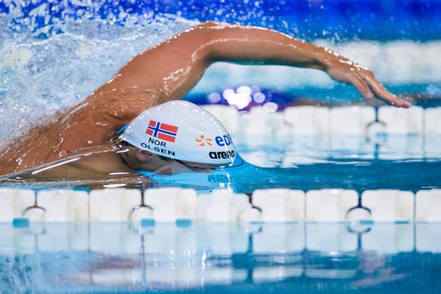 August 16, 2026: Tobias Moen Olsen of Norway competes in the men’s 400-meter freestyle swimming heats during Day 17 of the 2026 European Aquatics Championships on August 16, 2026 in Saint Denis. Photo by Joel Marklund. BILDBYRAN code JM JM0845 bbeng swimming 2026 European Aquatics Championships Norway  Copyright: JOELxMARKLUND BB260816JM060
