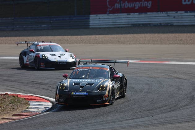 Nürburg, Germany, August 15–16, 2026 Porsche Sixt Carrera Cup Germany 2026 Nürburgring Sunday Race 2 Pictured: Race winner Chester Kieffer (LUX) 11 ahead of Marcus Amand (FIN) 99 Nürburgring, Rhineland-Palatinate Copyright: xFotostandx xFWMEDIAx
