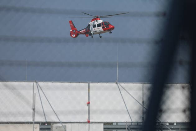 Nürburg, Germany, August 15–16, 2026 Porsche Sixt Carrera Cup Germany 2026 Nürburgring Sunday Race 2 Pictured: A rescue helicopter with an emergency physician flying over the Nürburgring Nürburgring, Rhineland-Palatinate Copyright: xFotostandx xFWMEDIAx