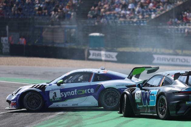 Nürburg, Germany, August 15–16, 2026 Porsche Sixt Carrera Cup Germany 2026 Nürburgring Sunday Race 2 Pictured: Collision between Robert de Haan (NED 1) and Alexander Tauscher (GER 13) at the Nürburgring, Rhineland-Palatinate Copyright: xFotostandx xFWMEDIAx