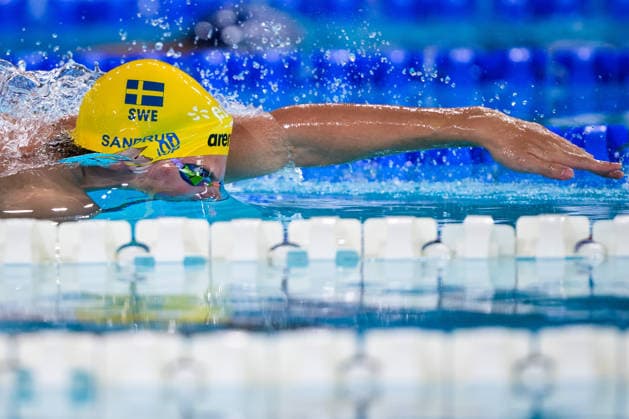 August 16, 2026: Victor Sandrup of Sweden competes in the men’s 400-meter freestyle swimming heats during Day 17 of the 2026 European Aquatics Championships on August 16, 2026 in Saint-Denis. Photo by Joel Marklund, BILDBYRAN, code JM JM0845 bbeng swimming 2026 European Aquatics Championships EM Sweden  Copyright: JOELxMARKLUND BB260816JM084