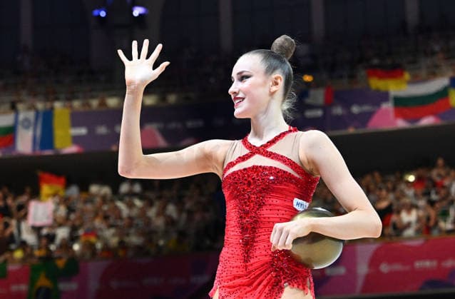 August 16, 2026, xhbx, 2026 Rhythmic Gymnastics World Championships, from left: Darja Varfolomeev, Germany, Ball, Frankfurt am Main