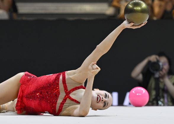 August 16, 2026, xhbx, 2026 Rhythmic Gymnastics World Championships, from left: Darja Varfolomeev, Germany, Ball, Frankfurt am Main