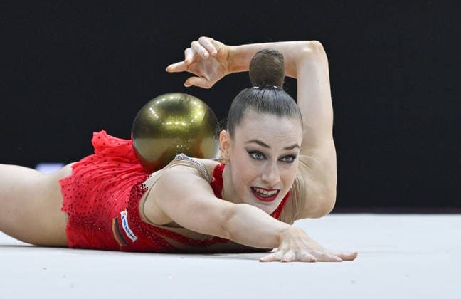 August 16, 2026, xhbx, 2026 Rhythmic Gymnastics World Championships, from left: Darja Varfolomeev, Germany, Ball, Frankfurt am Main
