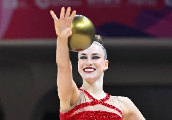 August 16, 2026, xhbx, 2026 Rhythmic Gymnastics World Championships, from left: Darja Varfolomeev, Germany, Ball, Frankfurt am Main