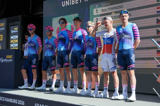 Germany, Hamburg, Buxtehude, ADAC Cyclassics 2026, 1 UWT, UCI World Tour, Men s Elite, One-Day Cycling Race, Team Presentation in Buxtehude, Unibet Rose Rockets PRT Copyright: xStefanxTrochax