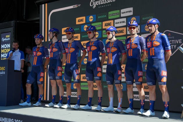 Germany, Hamburg, Buxtehude, ADAC Cyclassics 2026, 1 UWT, UCI World Tour, Men s Elite, One-Day Cycling Race, Team Presentation in Buxtehude, Team Picnic Post NL WT in Buxtehude Copyright: xStefanxTrochax