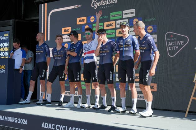 Germany, Hamburg, Buxtehude, ADAC Cyclassics 2026, 1 UWT, UCI World Tour, Men s Elite, One-Day Cycling Race, Team Presentation in Buxtehude, Pinarello Q36.5 Pro Cycling Team (PRT) Copyright: xStefanxTrochax