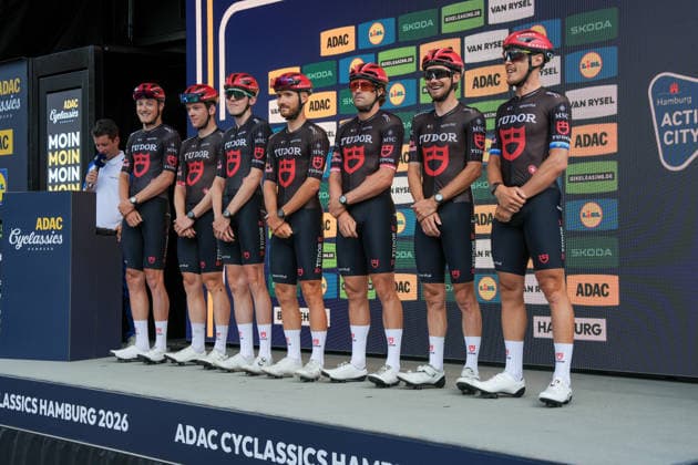 Germany, Hamburg, Buxtehude, ADAC Cyclassics 2026, 1 UWT, UCI World Tour, Men s Elite, One-Day Cycling Race, Team Presentation in Buxtehude, Tudor Pro Cycling Team (PRT) Copyright: xStefanxTrochax