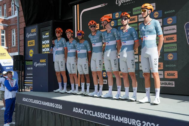 Germany, Hamburg, Buxtehude, ADAC Cyclassics 2026, 1 UWT, UCI World Tour, Men s Elite, One-Day Cycling Race, Team Presentation in Buxtehude, Team Netcompany INEOS WT Copyright: xStefanxTrochax