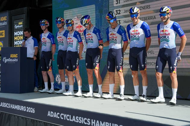 Germany, Hamburg, Buxtehude, ADAC Cyclassics 2026, 1 UWT, UCI World Tour, Men s Elite, One-Day Cycling Race, Team Presentation in Buxtehude, Team Red Bull BORA hanserohe WT Copyright: xStefanxTrochax