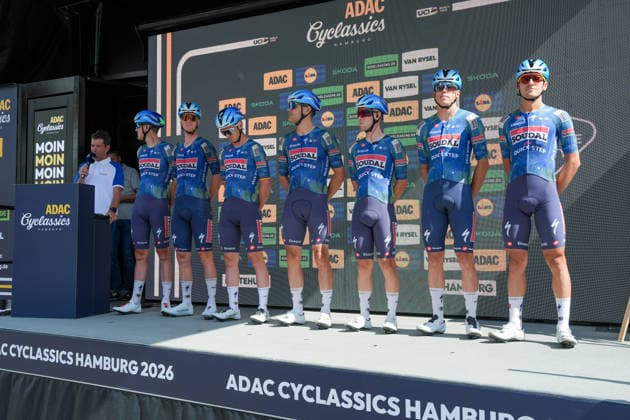 Germany, Hamburg, Buxtehude, ADAC Cyclassics 2026, 1 UWT, UCI World Tour, Men s Elite, One-Day Cycling Race, Team Presentation in Buxtehude, Team Soudal Quick-Step WT Copyright: xStefanxTrochax