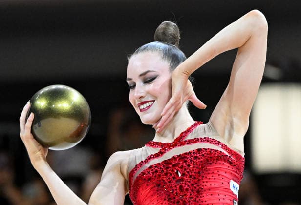 August 16, 2026, xhbx, 2026 Rhythmic Gymnastics World Championships, from left: Darja Varfolomeev, Germany, Ball, Frankfurt am Main