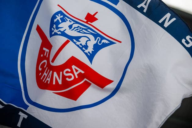 Rostock, Germany, August 16, 2026; 3. Liga 2026–2027, Matchday 2: FC Hansa Rostock vs. SV Waldhof Mannheim; Pictured: Hansa flag Copyright: xFotostandx xVoelkerx