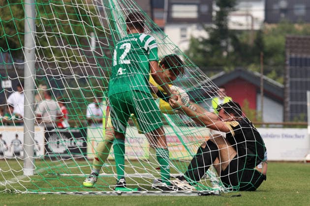 August 16, 2026, xrekx, Soccer Friendly Match, SV Auersmacher vs. SV Elversberg, Luca Pfeiffer (SV Elversberg) scores the goal, goal, scores the goal to make it 0–4. DFL and DFB regulations prohibit any use of photographs as image sequences and or quasi-video. Auersmacher