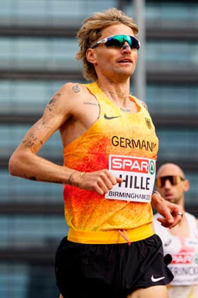 BIRMINGHAM, GREAT BRITAIN - AUGUST 16, 2026 : Erik HILLE (GER Germany) competing in the marathon during the European Athletics Championships at Alexander Stadium on August 16, 2026 in Birmingham, Great Britain. Great Britain Copyright: xLeahxKohringx