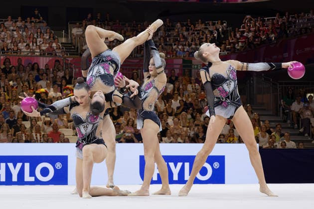 Rhythmic Gymnastics World Championships: Germany Finishes Eighth in the Group Final with the Ball Rhythmic Gymnastics World Championships, August 11–16 at the Festhalle in Frankfurt am Main Group, Final with Balls, Frankfurt am Main, Hesse, Germany, Festhalle
