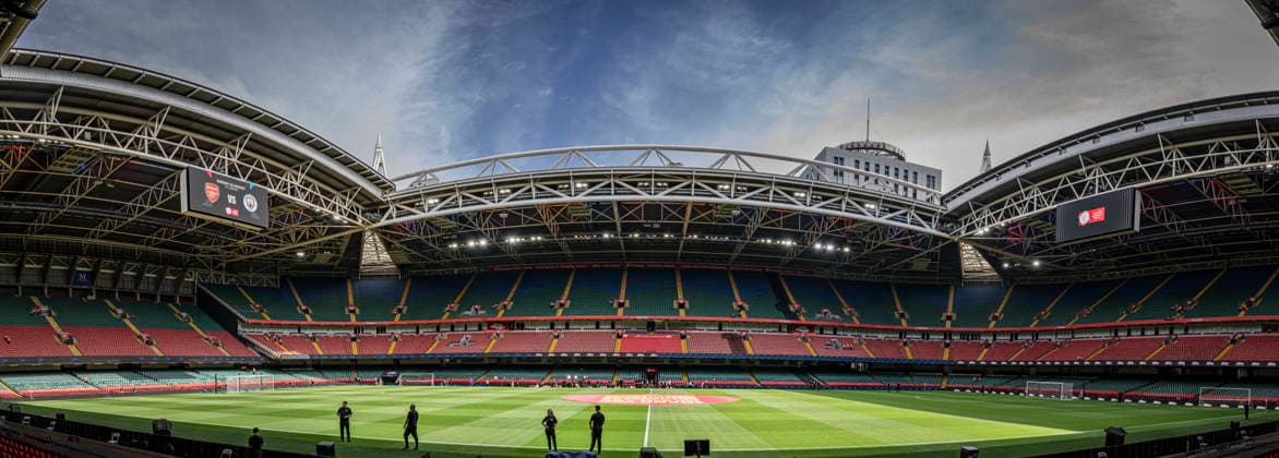 RECORD DATE NOT STATED 16th August 2026; Millennium Stadium, Cardiff, Wales; Community Shield Football, Arsenal versus Manchester City; A view of the Principality Stadium Cardiff GodfreyxPitt