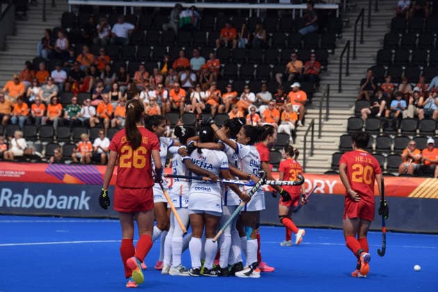 Navneet Kaur (25 India Hockey Team) opening score with 0-1 during the FIH World Cup game between China and India at Wagener stadion, Amstelveen, Netherlands. Copyright: xArnexvanxderxBenx xSPPx Sportspressphoto_SPR208528