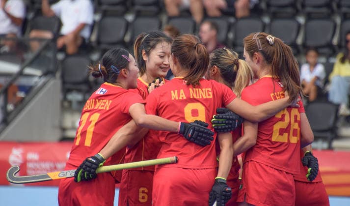 China celebrate after scoring Ma Ning (9 China Hockey Team) during a corner 2-2 during the FIH World Cup game between China and India at Wagener stadion, Amstelveen, Netherlands. Copyright: xArnexvanxderxBenx xSPPx Sportspressphoto_SPR208542