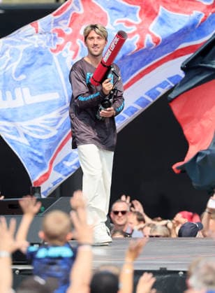 RB Leipzig – Bundesliga Season Opener, Leipzig, August 16, 2026, Festwiese in front of the Red Bull Arena, Soccer, Bundesliga 1, RB Leipzig, Season Opener, Pictured: Season Heat Up 2026, Special Guest Kevin Kampl, For editorial use only, Picture Point