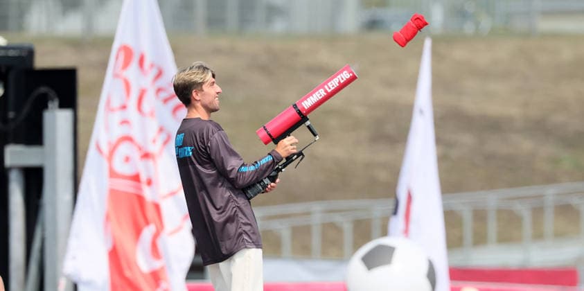 RB Leipzig – Bundesliga Season Opener, Leipzig, August 16, 2026, Festwiese in front of the Red Bull Arena, Soccer, Bundesliga 1, RB Leipzig, Season Opener, Pictured: Season Heat Up 2026, Special Guest Kevin Kampl, For editorial use only, Picture Point