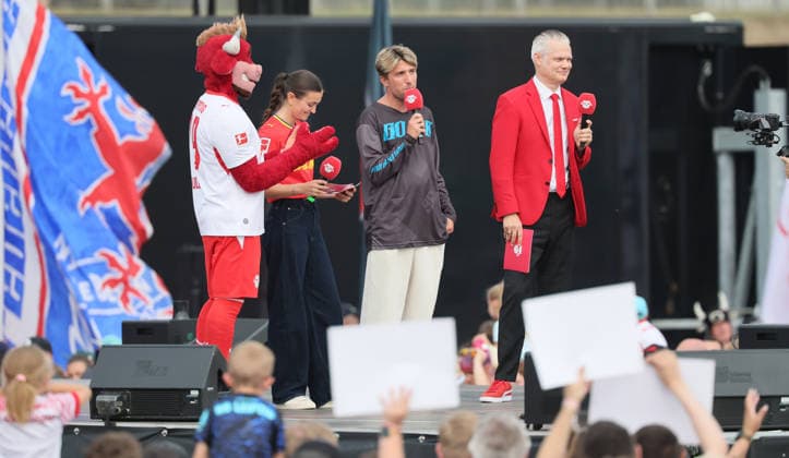 RB Leipzig – Bundesliga Season Opener, Leipzig, August 16, 2026, Festwiese in front of the Red Bull Arena, Soccer, Bundesliga 1, RB Leipzig, Season Opener, Pictured: Season Heat Up 2026, Special Guest Kevin Kampl, For editorial use only, Picture Point