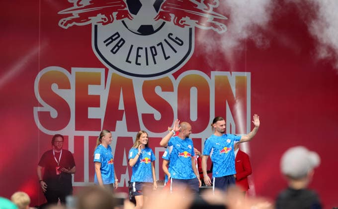 RB Leipzig – Bundesliga Season Opener, Leipzig, August 16, 2026, Festwiese in front of the Red Bull Arena, Soccer, Bundesliga 1, RB Leipzig, Season Opener, Pictured: Season Heat Up 2026 stage, team presentation, For editorial use only, Picture Point