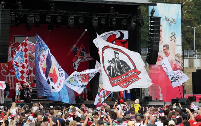 RB Leipzig – Bundesliga Season Opener, Leipzig, August 16, 2026, Festwiese in front of the Red Bull Arena, Soccer, Bundesliga 1, RB Leipzig, Season Opener, Pictured: Season Heat Up 2026 stage, For editorial use only, Picture Point
