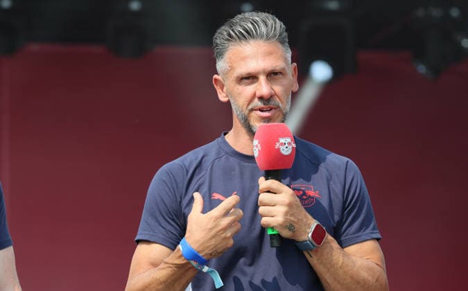 RB Leipzig – Bundesliga Season Opener, Leipzig, August 16, 2026, Festival grounds in front of the Red Bull Arena, soccer, Bundesliga 1, RB Leipzig, season opener, Pictured: Season Heat Up 2026 stage, team presentation, coach Martin Demichelis, RB Leipzig, For editorial use only, Picture Point